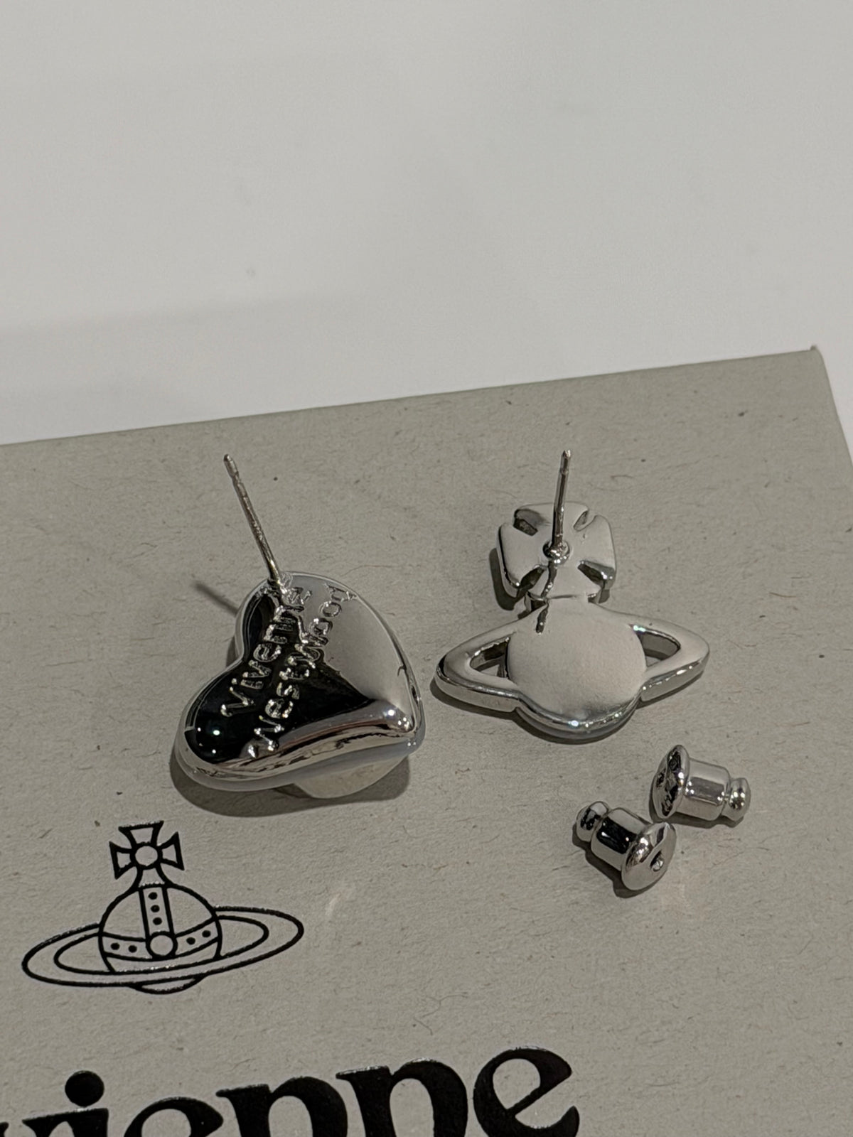 Boucles d'oreilles Duo Cœur et Orbe VW - Blanc
