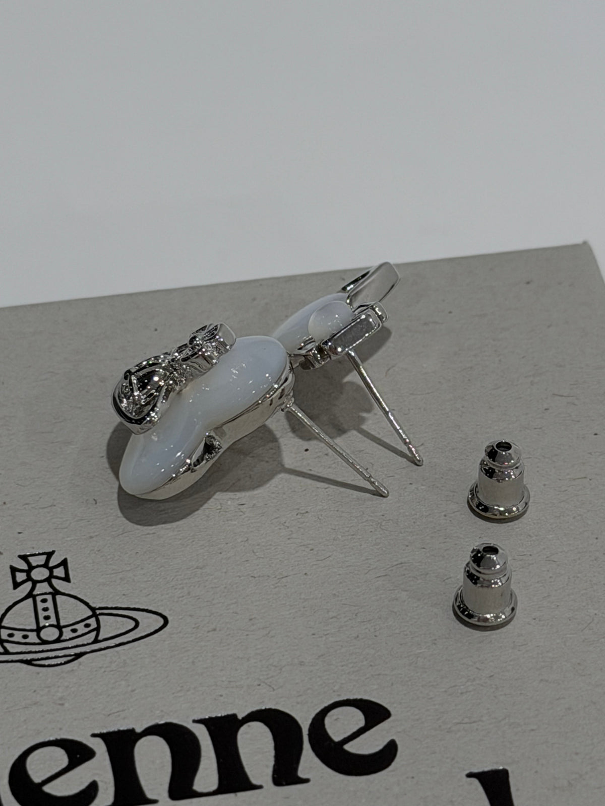Boucles d'oreilles Duo Cœur et Orbe VW - Blanc