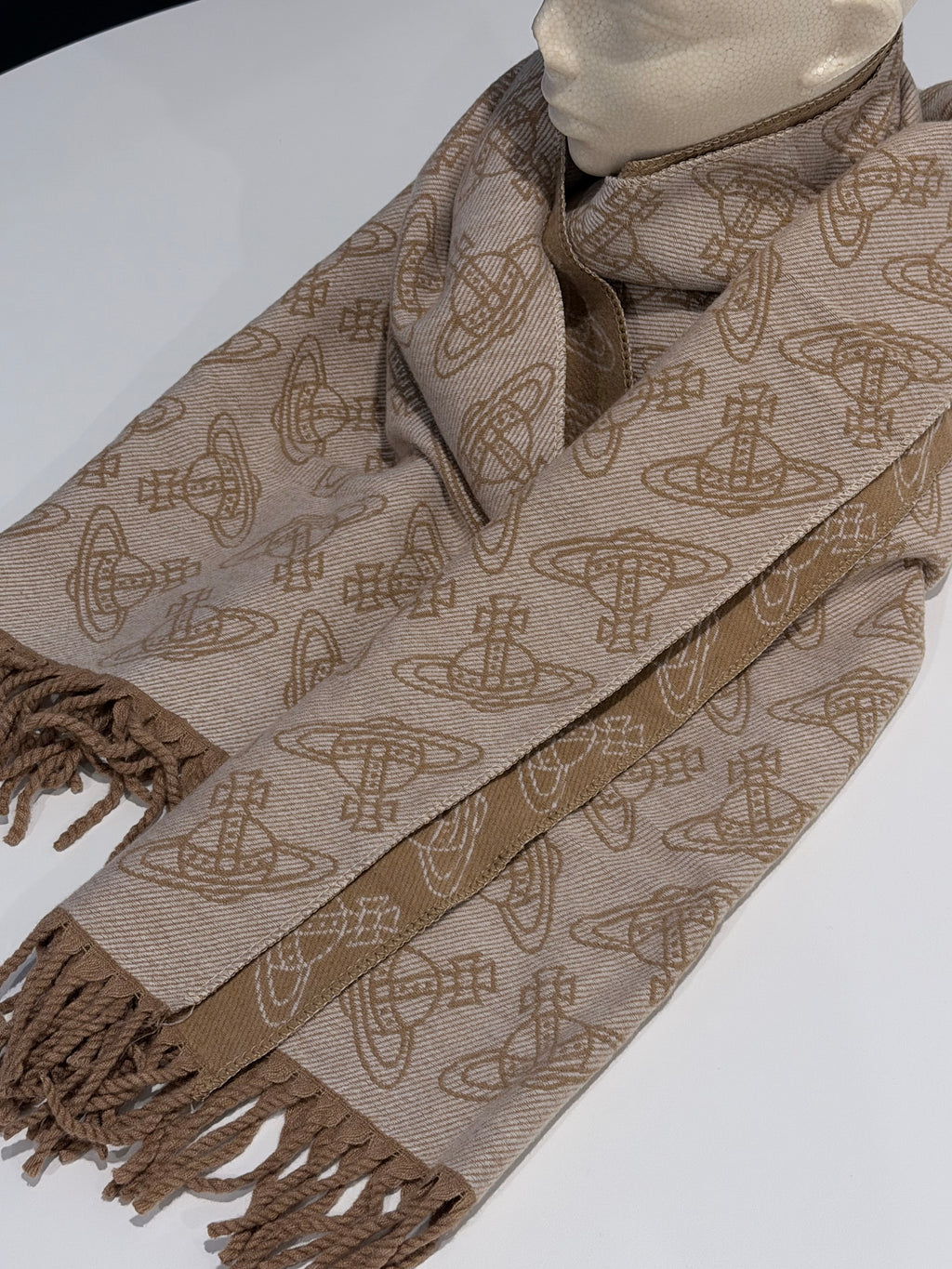 VW Double Side Allover Orb Print Scarf - Brown