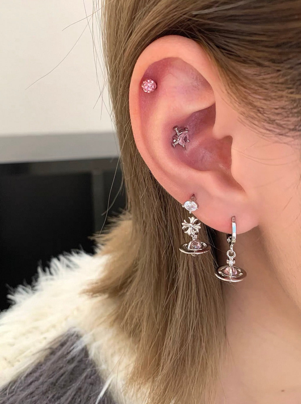 VW Orb Drop Earring Set - Pink