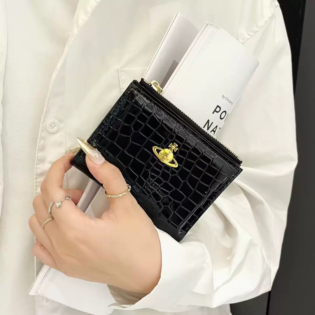 VW Slim Flap Purse - Black