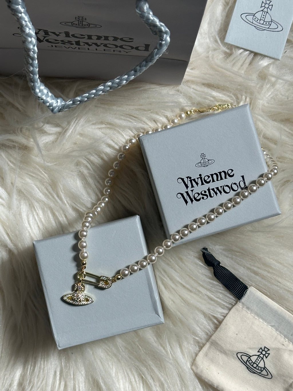 Vivienne Westwood Safety Pin Pearl Choker: Gold Orb Pendant, Y2K Necklace