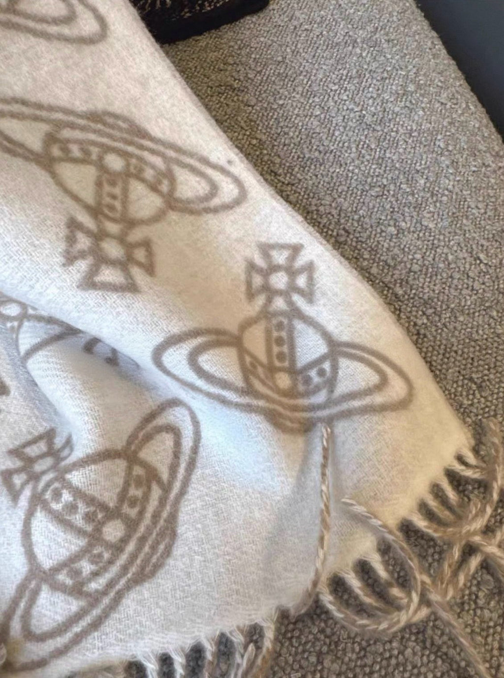 VW Double Side Allover Orb Print Scarf - Beige