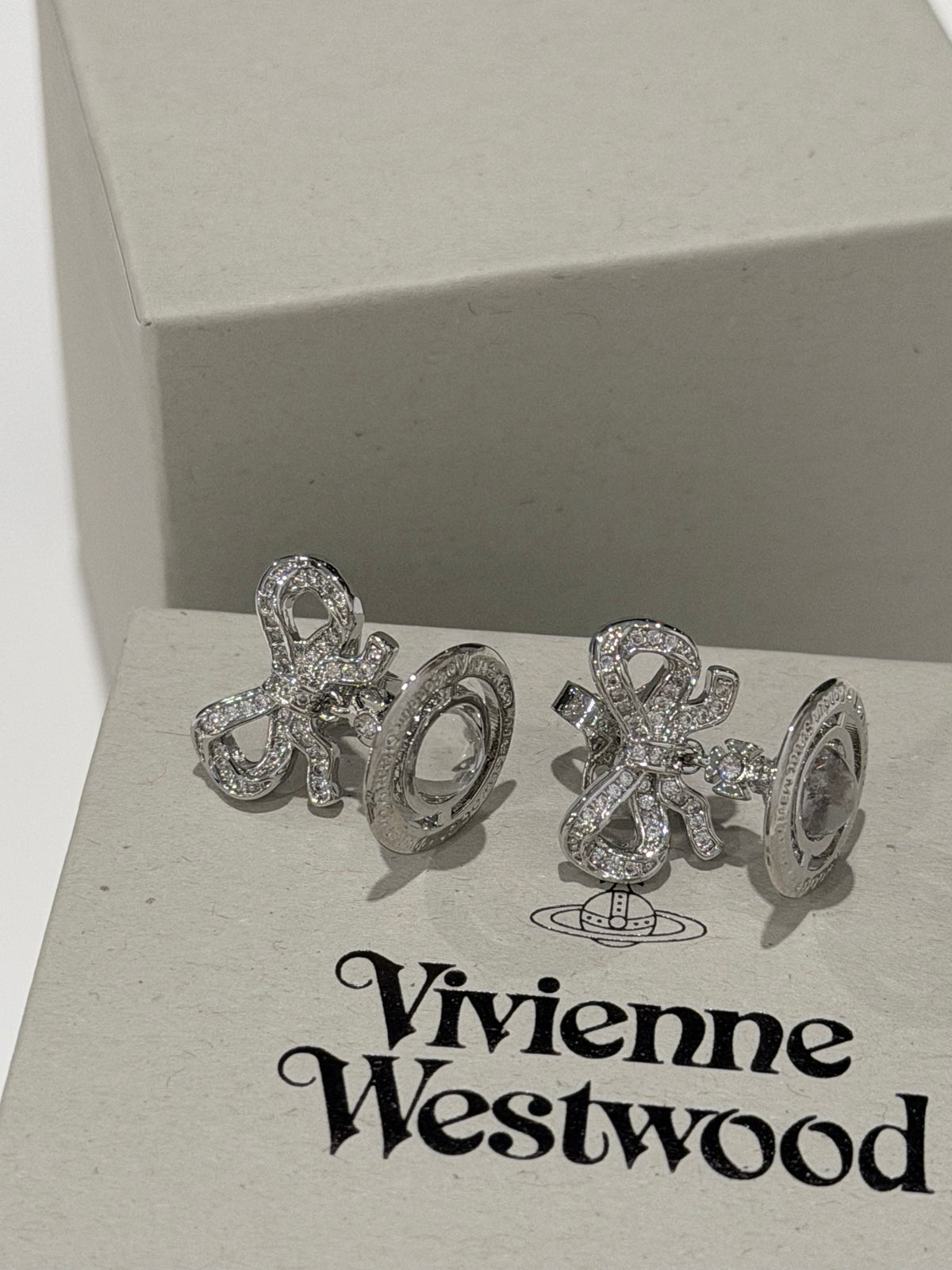 Boucles d'oreilles VW Ribbon Orb Drop - Argent