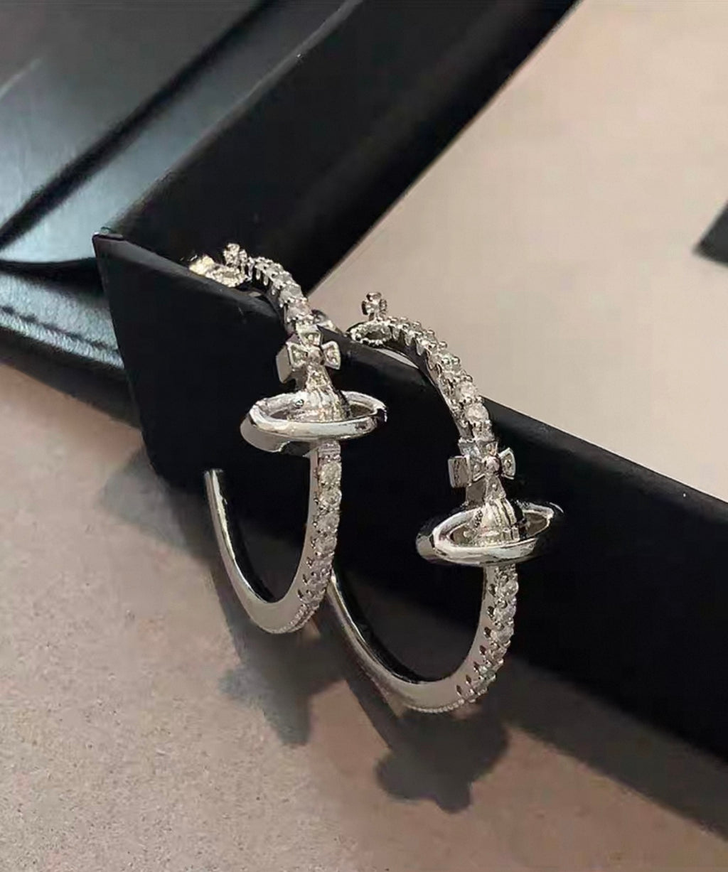 VW Bas Relief Hoop Earrings - Silver
