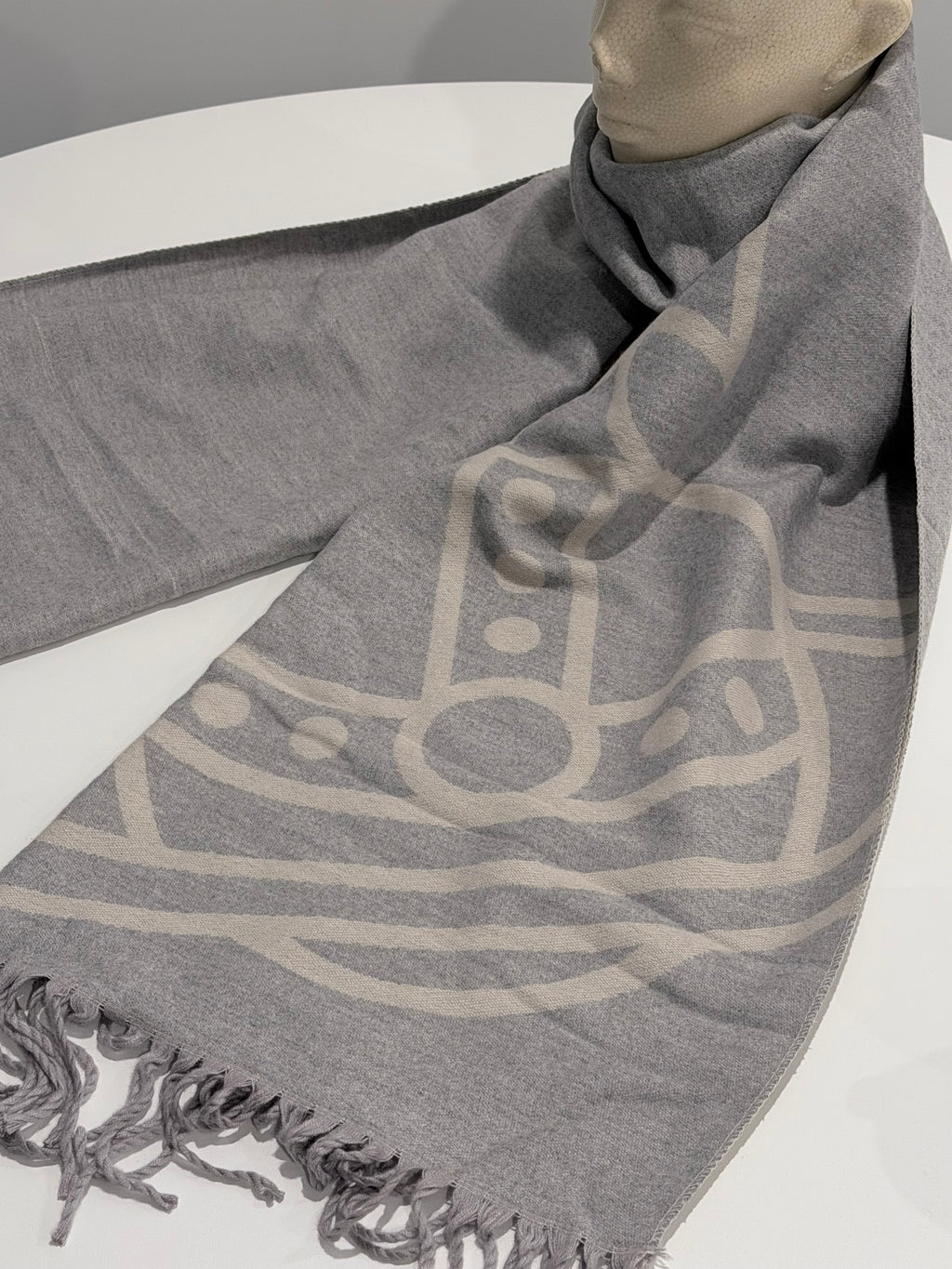 VW Double Side Single Orb Scarf - Grey