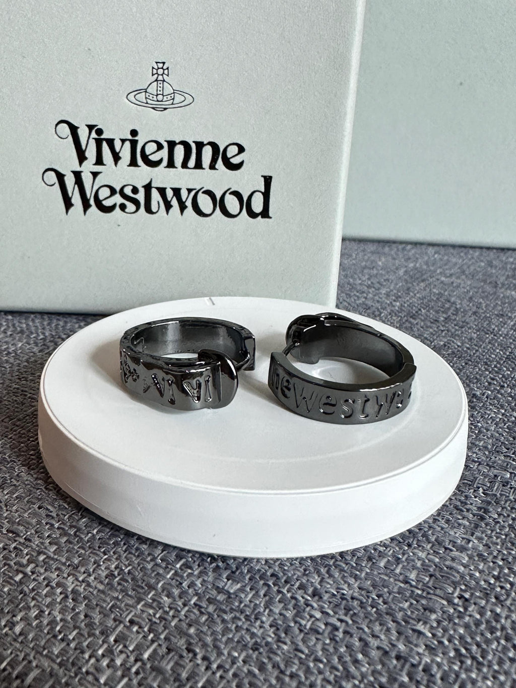 Vivienne Westwood Orb Engraved Text Earrings