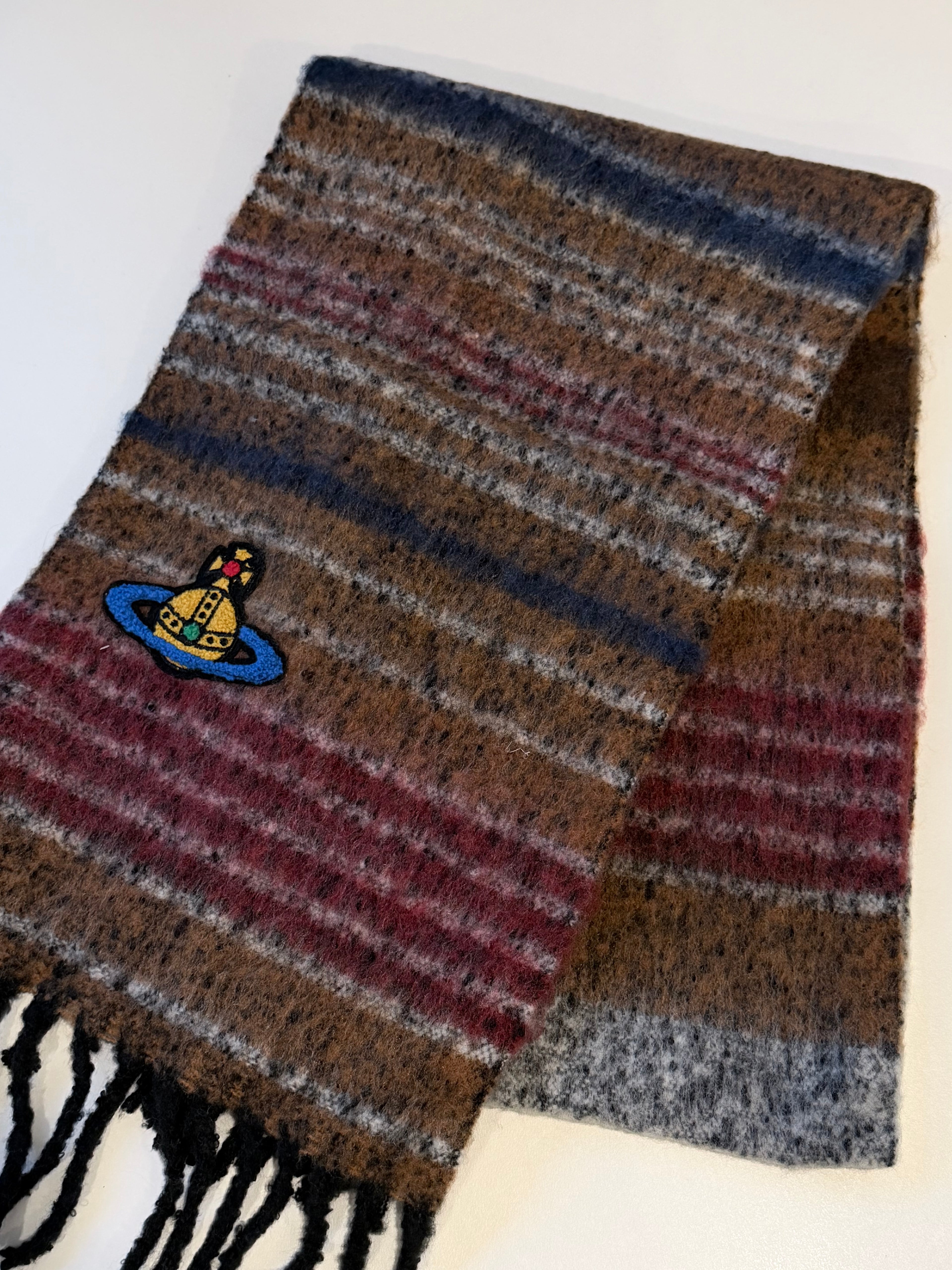 VW Orb Embroidered Scarf - Brown