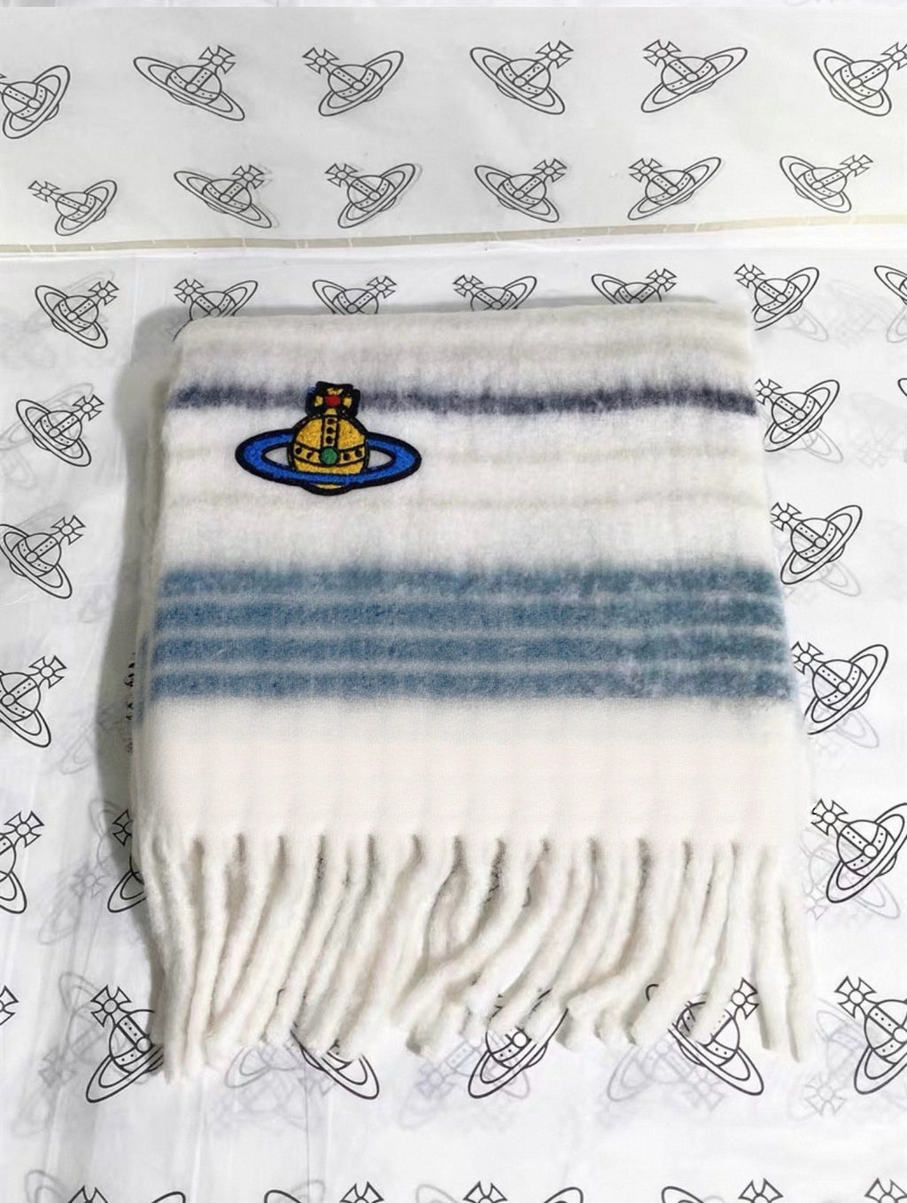 VW Orb Embroidered Scarf - White