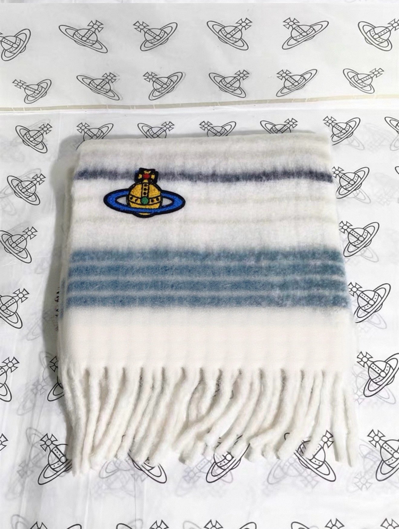 VW Orb Embroidered Scarf - White