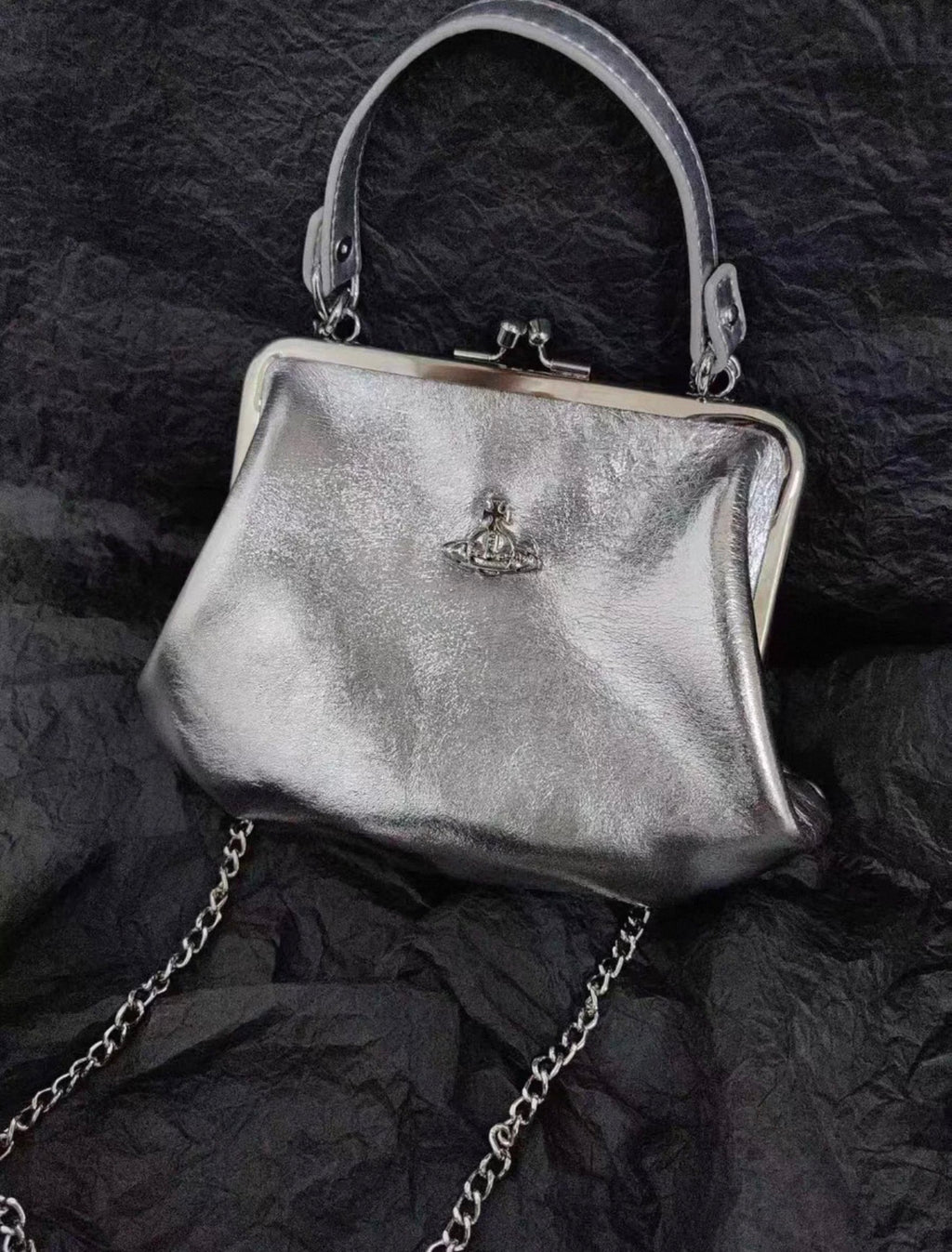 VW Granny Frame Purse - Silver