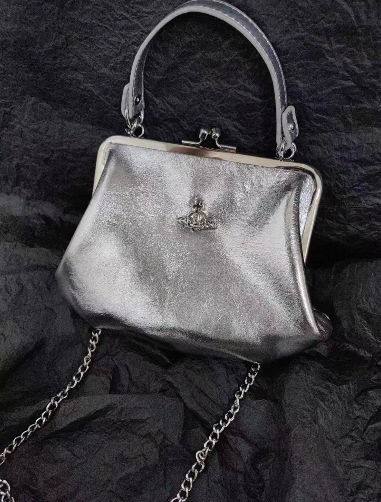 VW Granny Frame Purse - Silver