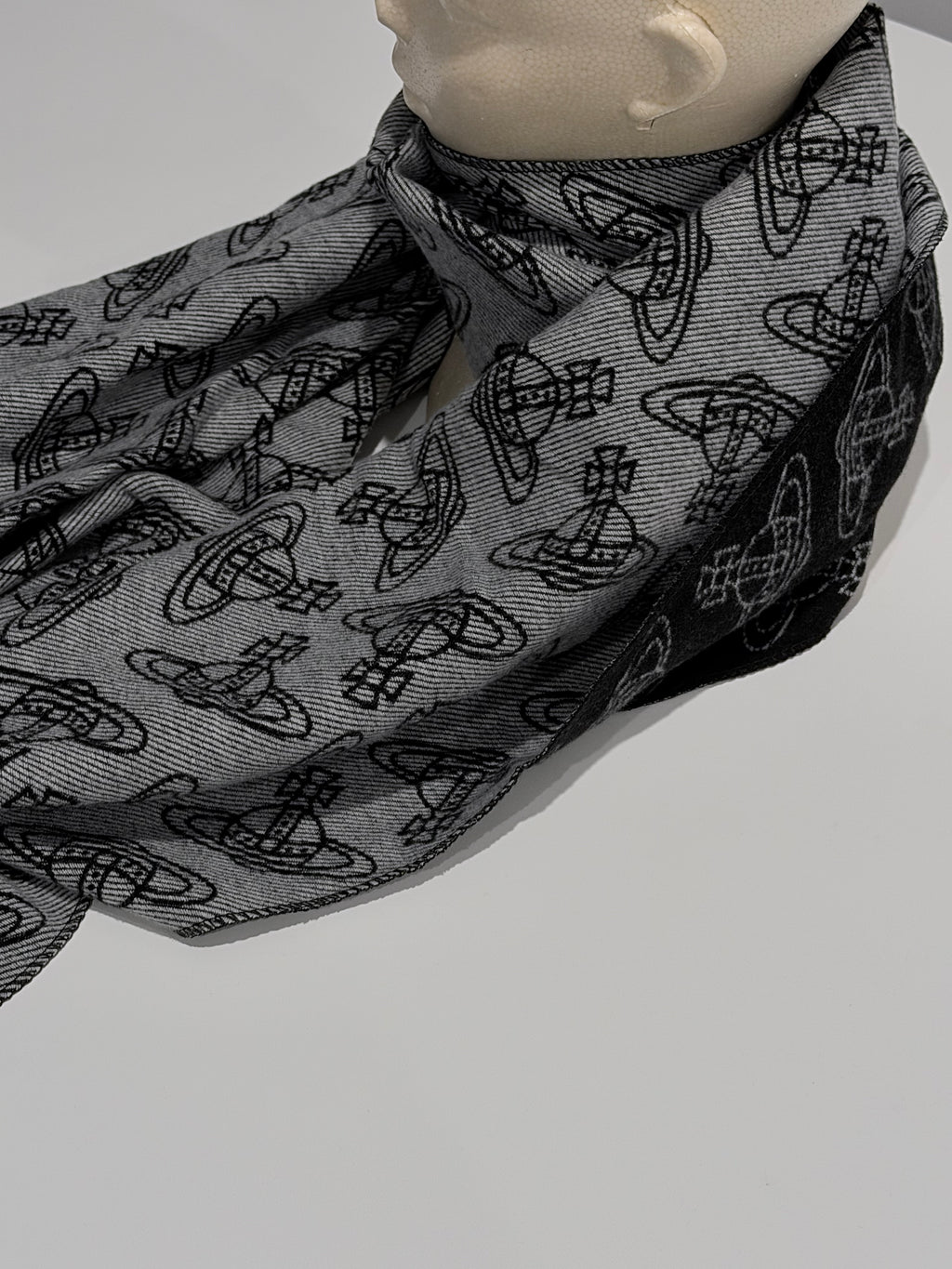 VW Double Side Allover Orb Print Scarf - Dark Gray