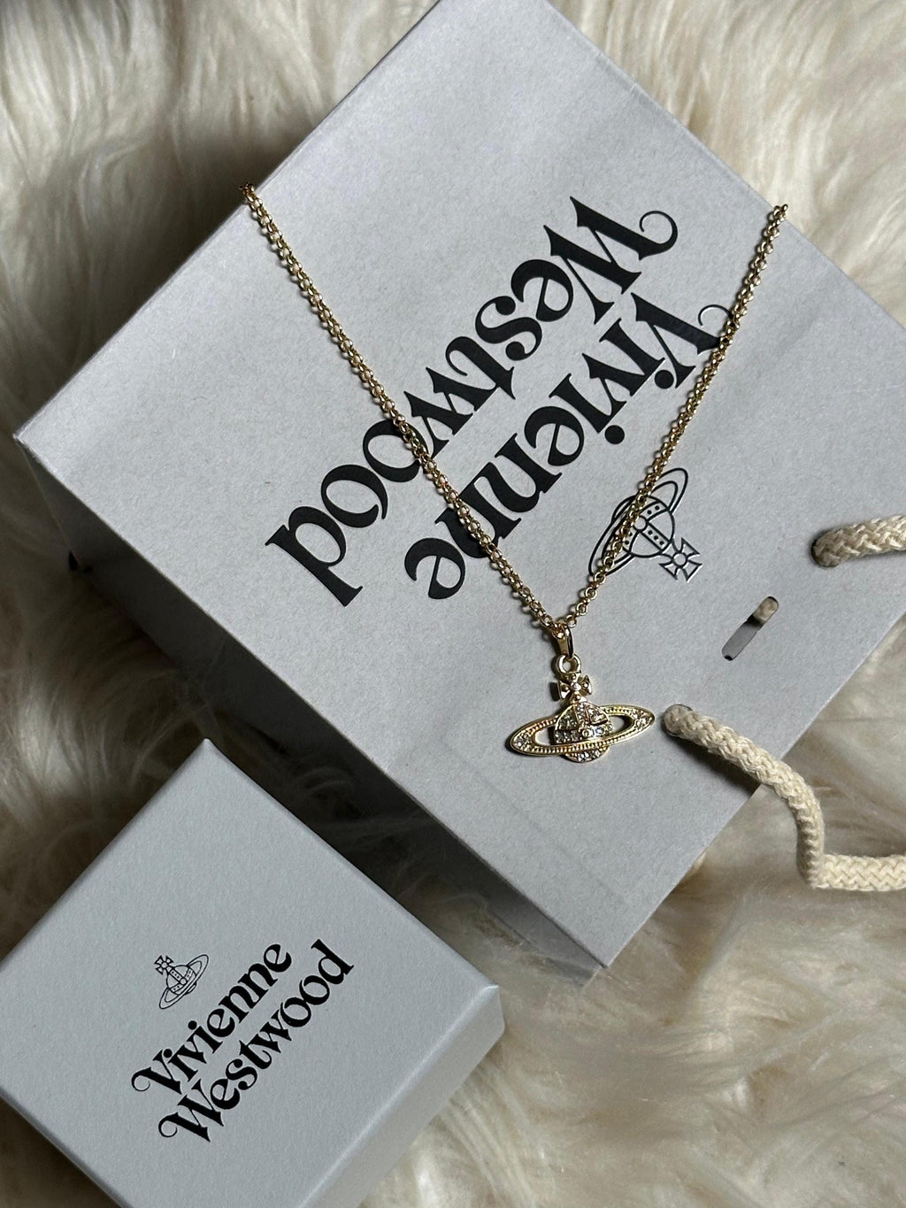 Vivienne Westwood Orb Pendant Necklace – Gold-Tone Designer Jewelry with Gift Box & Pouch