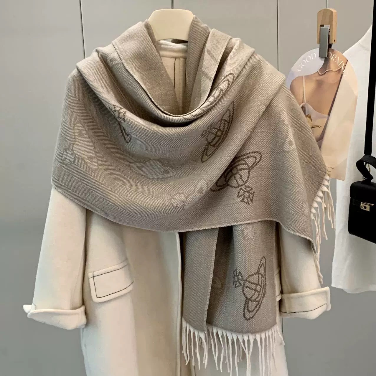VW Orb Print Scarf - Beige