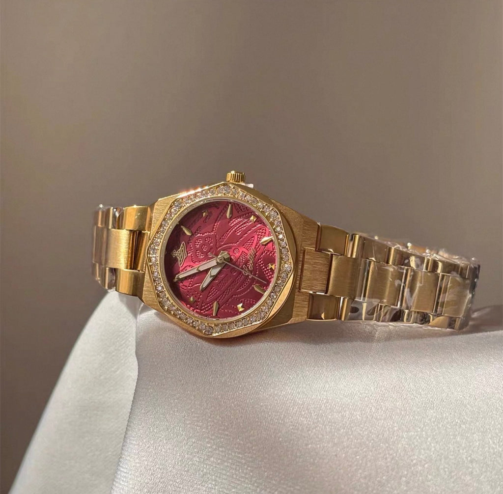 VW Wallace Watch - Red/Gold Link