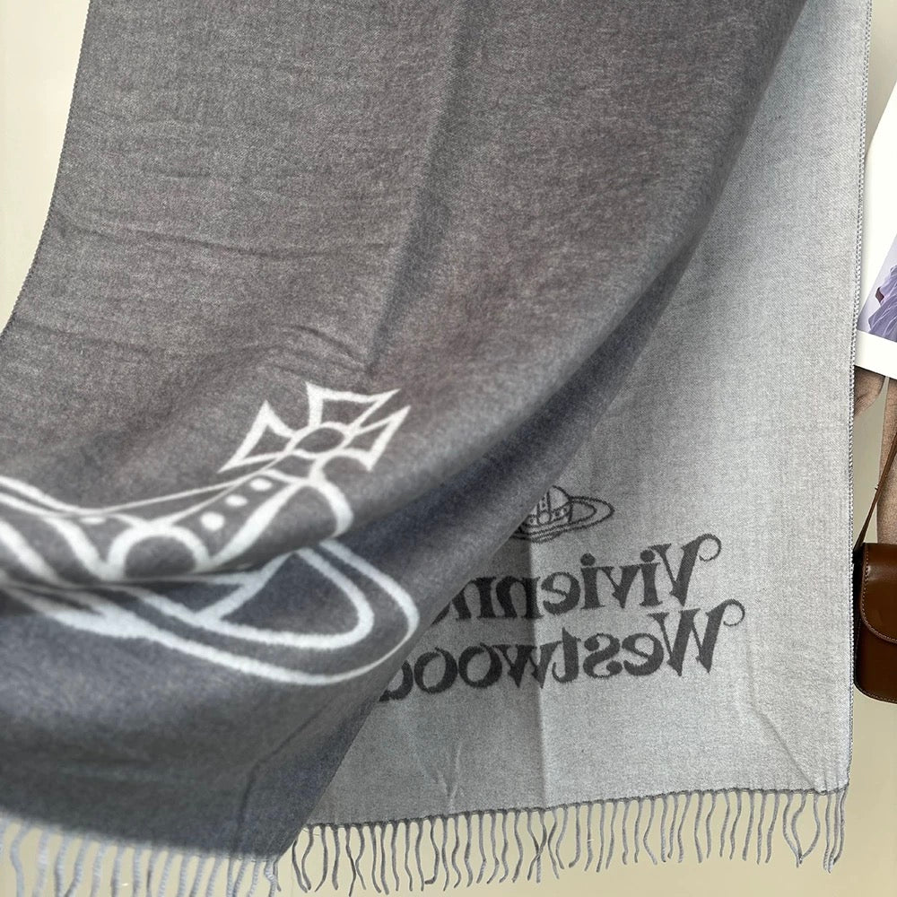 VW Single Orb And Lettering Scarf - Grey