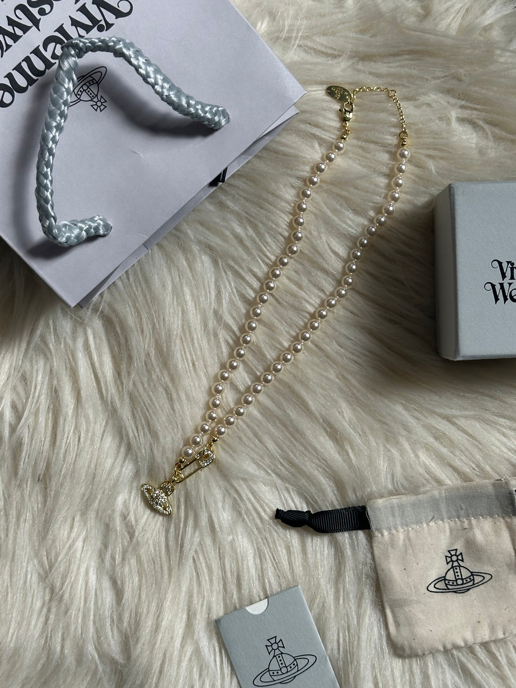 Vivienne Westwood Safety Pin Pearl Choker: Gold Orb Pendant, Y2K Necklace