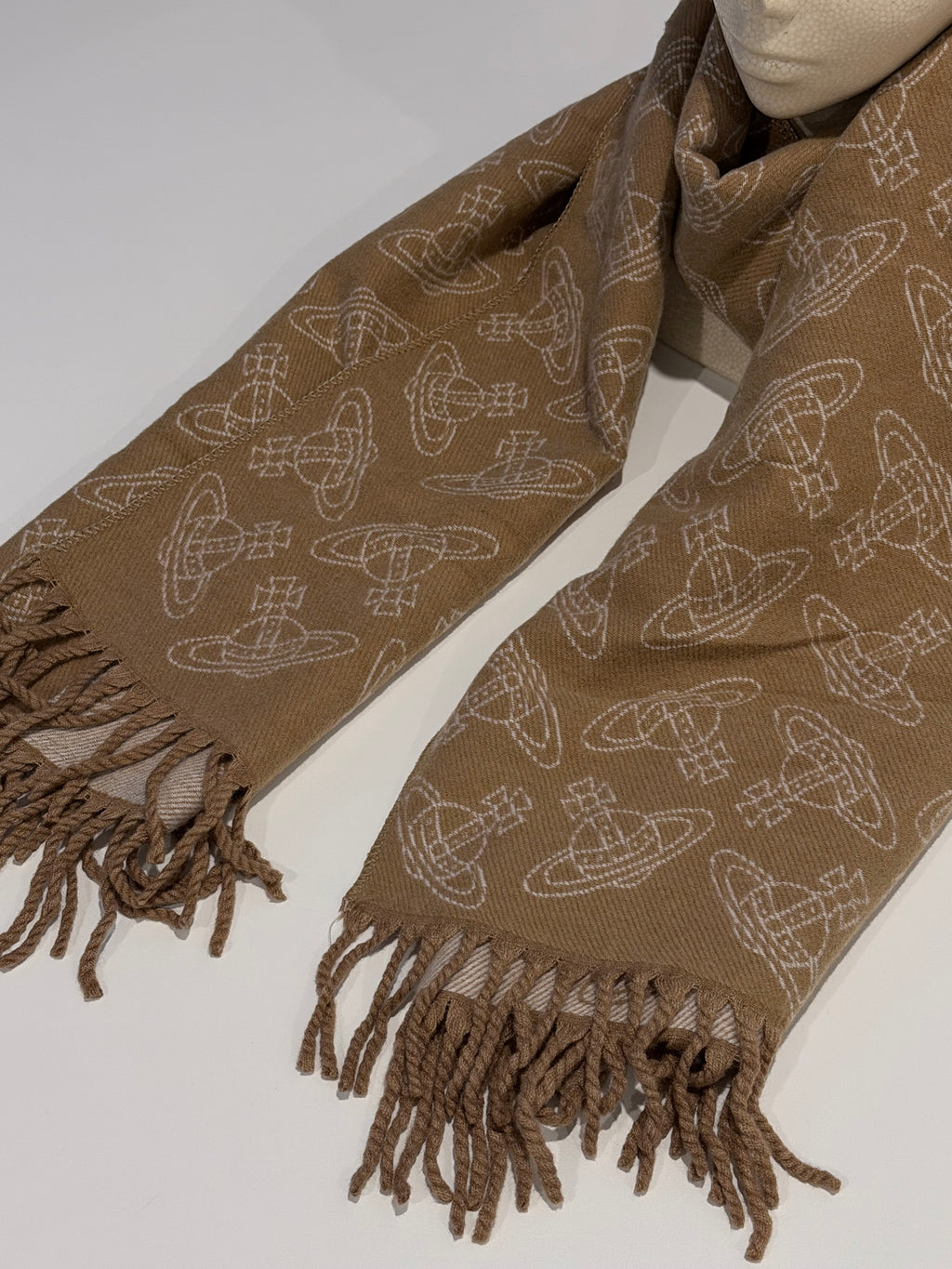 VW Double Side Allover Orb Print Scarf - Brown