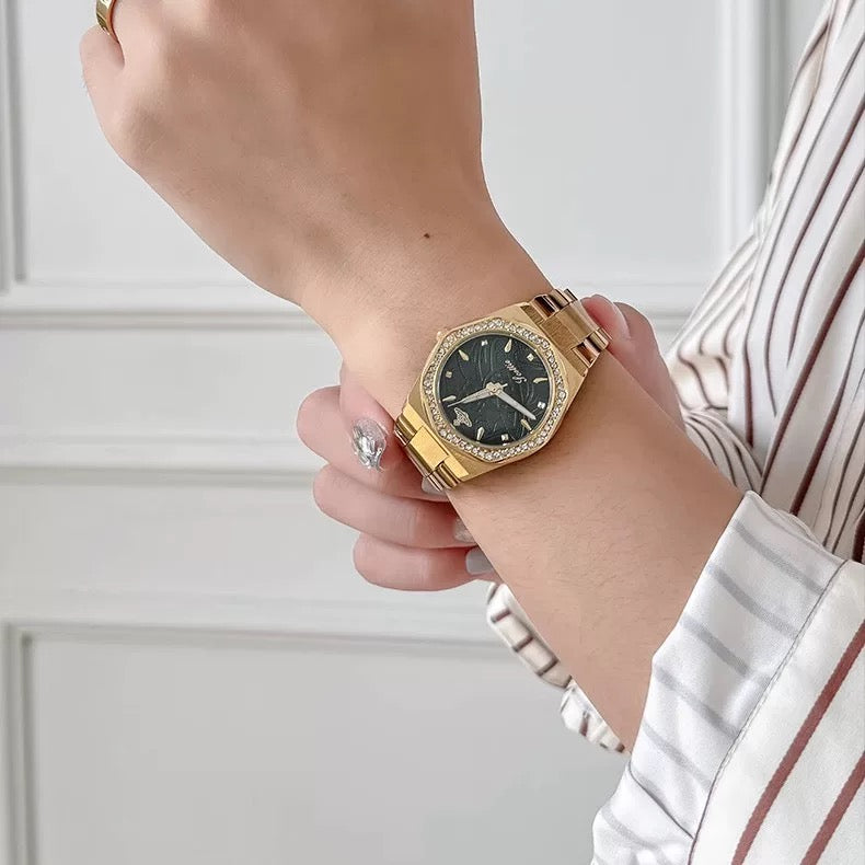 VW Wallace Watch - Emerald/Gold Link
