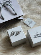 Vivienne Westwood Mini Bas Relief Orb Earrings – Silver | Gift Box & Packaging Included