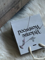 Vivienne Westwood Safety Pin Orb Necklace – Silver-Tone Crystal Pendant with Gift Box & Pouch