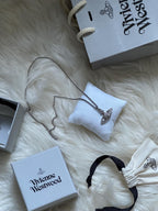 Vivienne Westwood Orb Pendant Necklace – Silver-Tone Designer Jewelry with Gift Box & Pouch