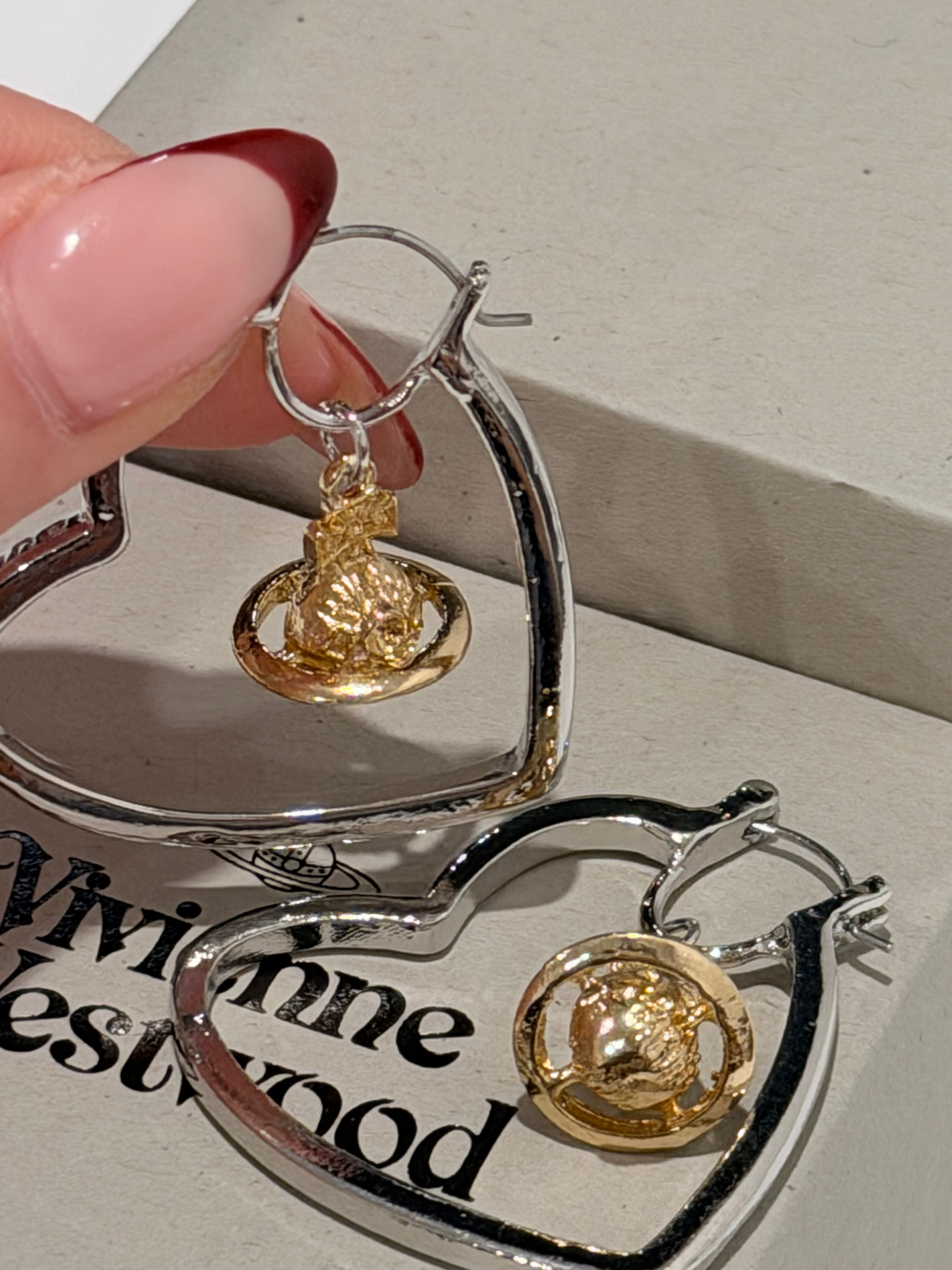 VW Heart Orb Hoop Earrings