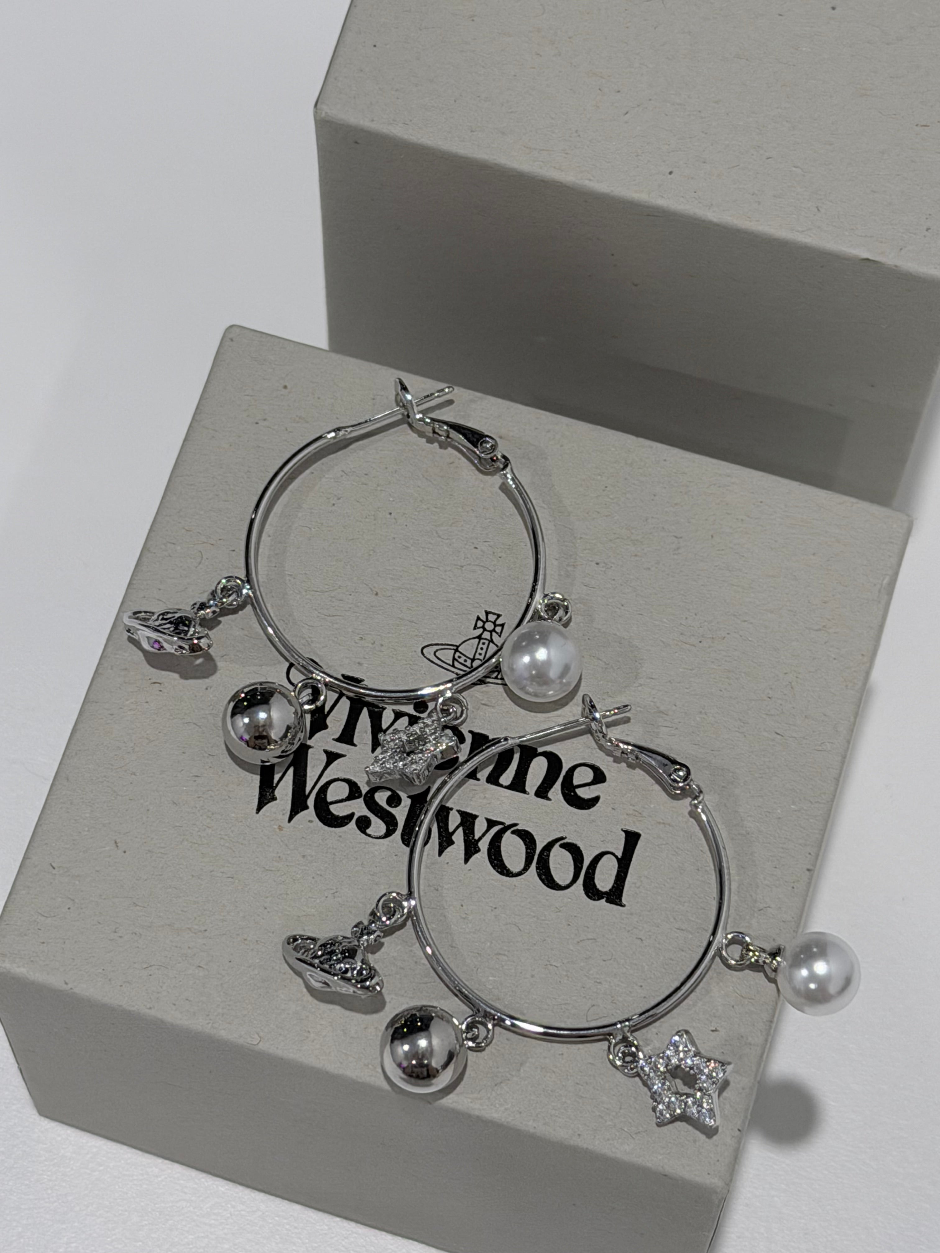 VW Mixed Charm Hoop Earrings