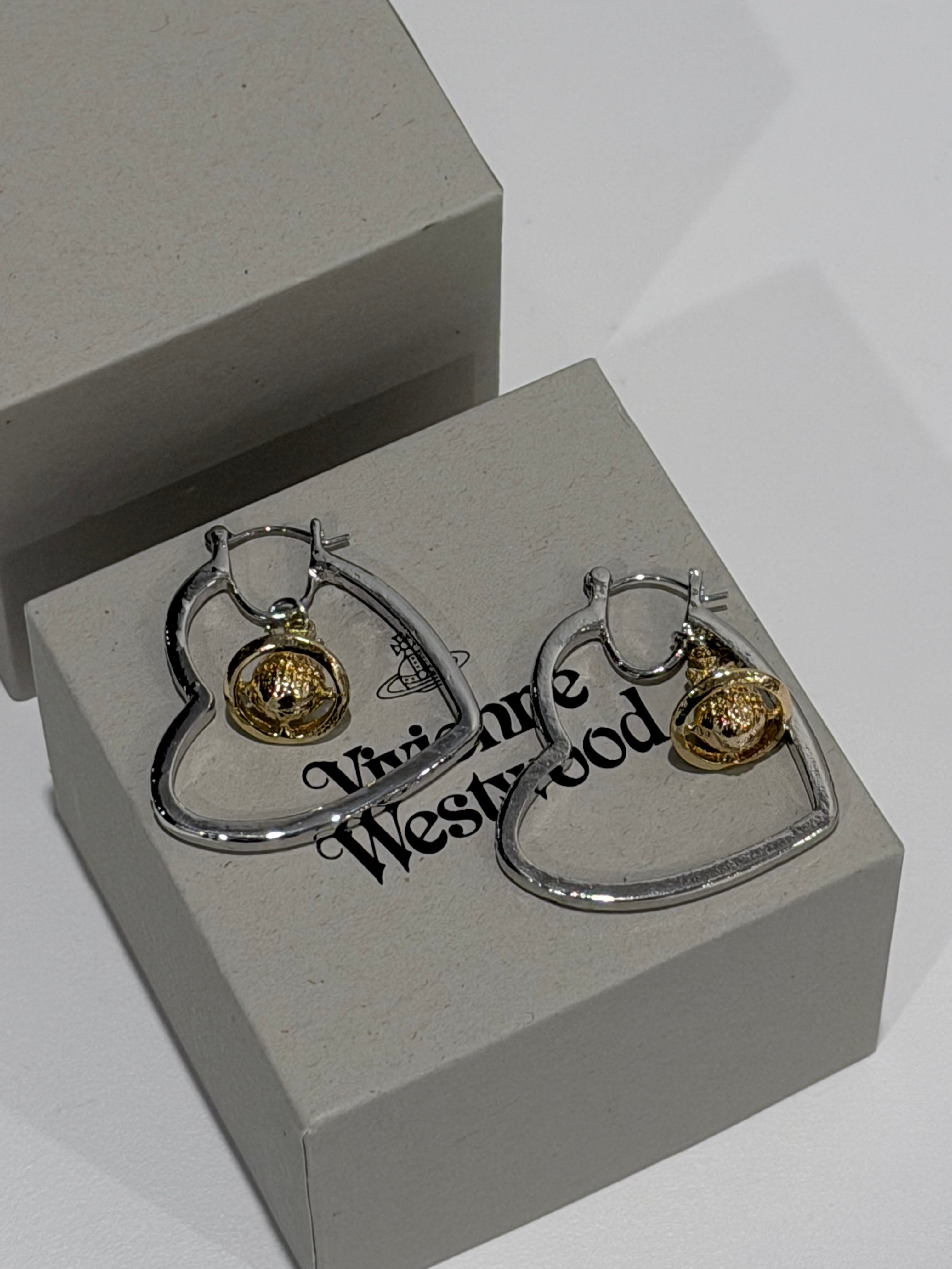 VW Heart Orb Hoop Earrings