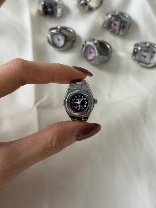 Milano Watch Ring - Silver Black