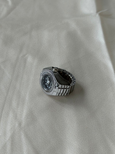 Milano Watch Ring - Silver Black