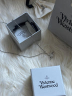 Vivienne Westwood Orb Pendant Necklace – Silver-Tone Designer Jewelry with Gift Box & Pouch