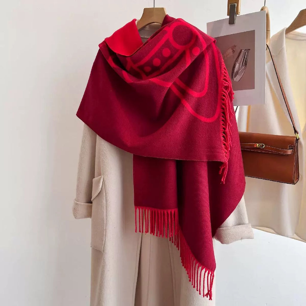 VW Double Side Single Orb Scarf - Red