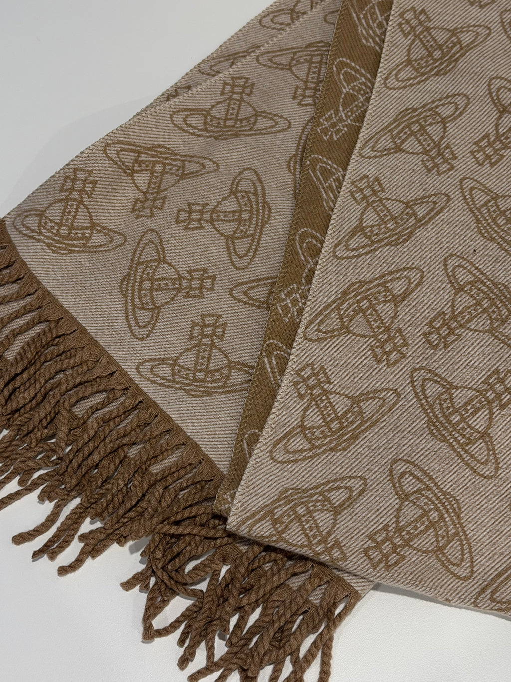 VW Double Side Allover Orb Print Scarf - Brown