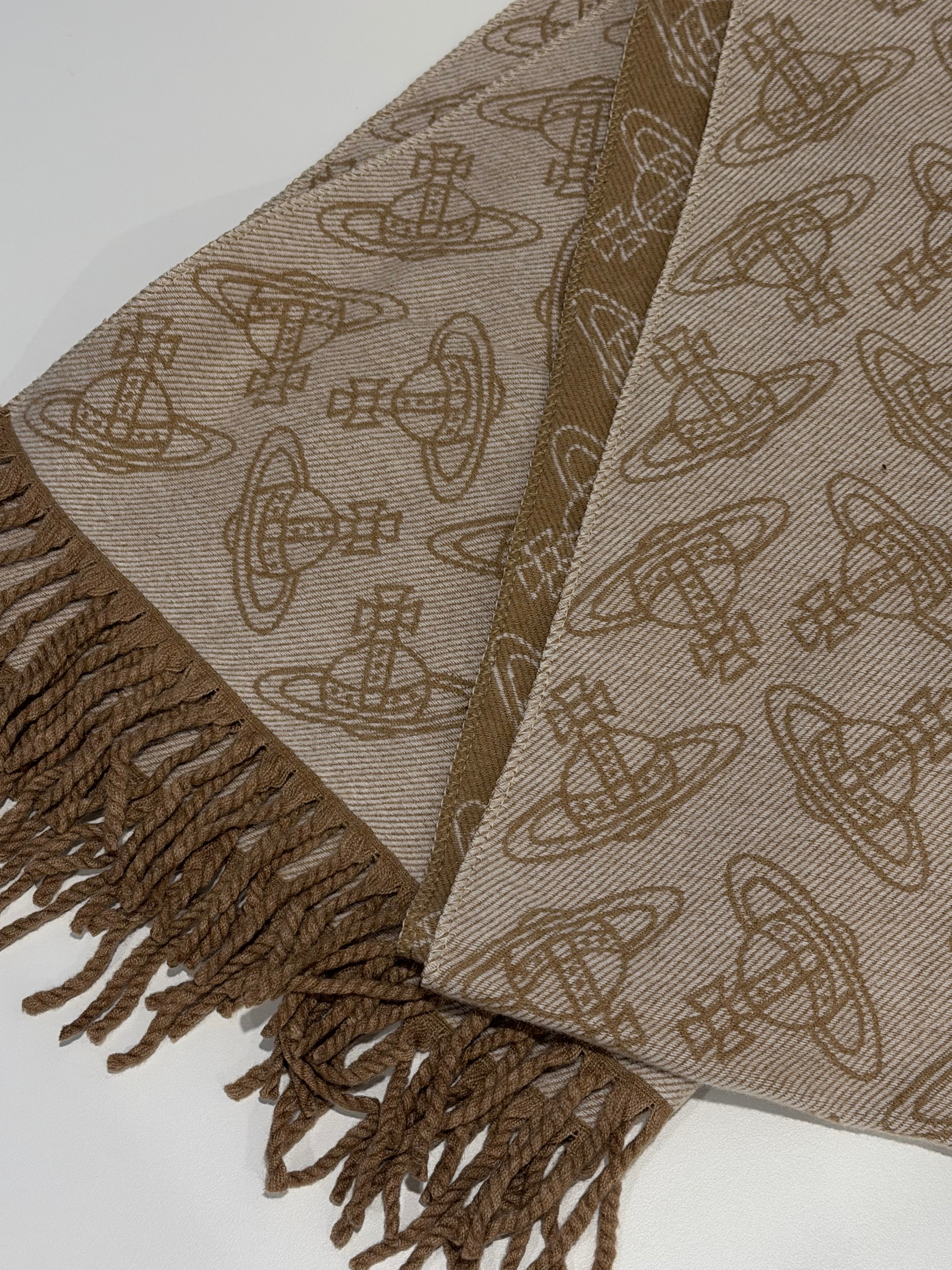 VW Double Side Allover Orb Print Scarf - Brown