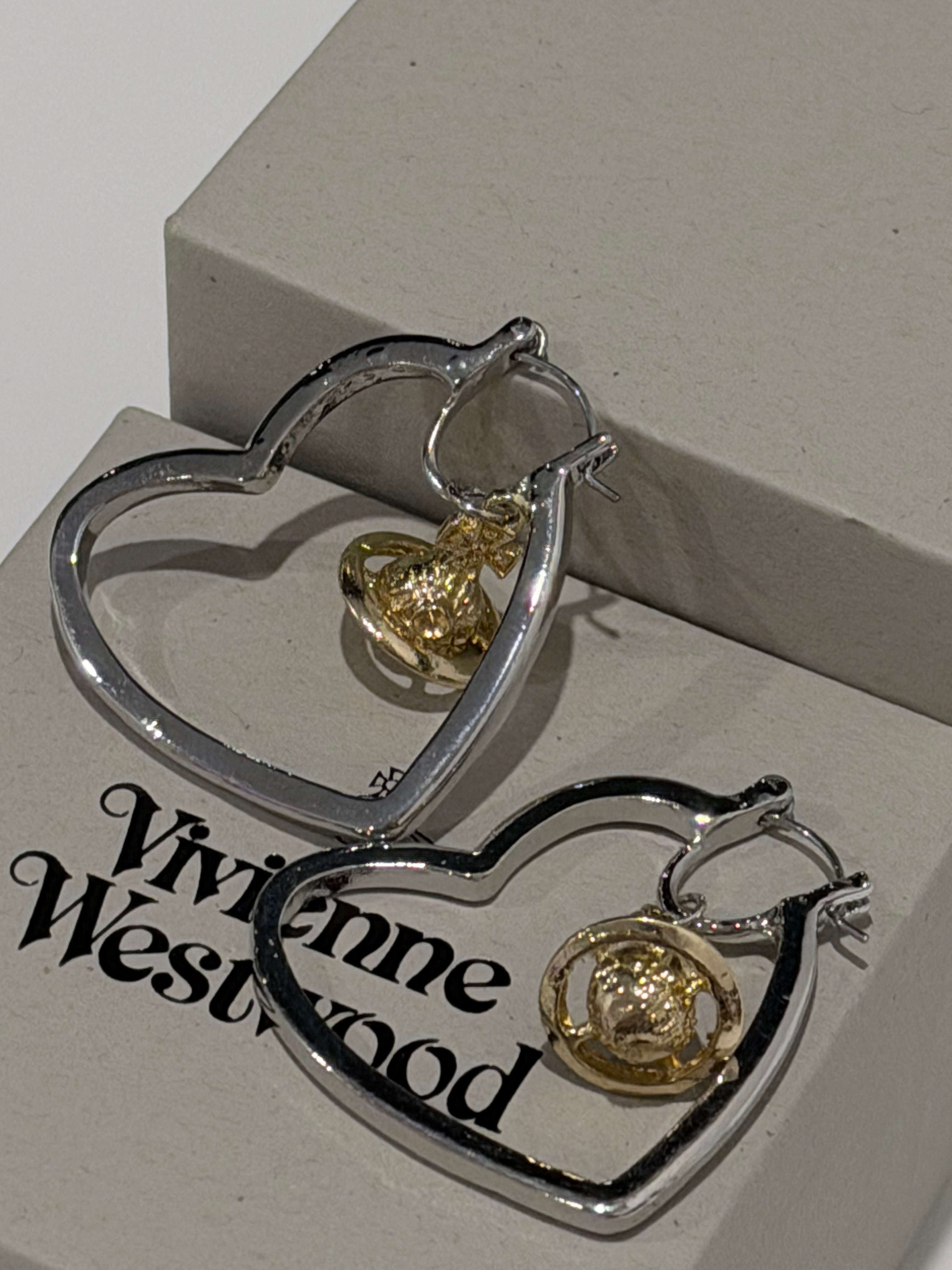 VW Heart Orb Hoop Earrings