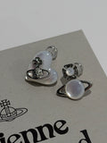 Boucles d'oreilles Duo Cœur et Orbe VW - Blanc
