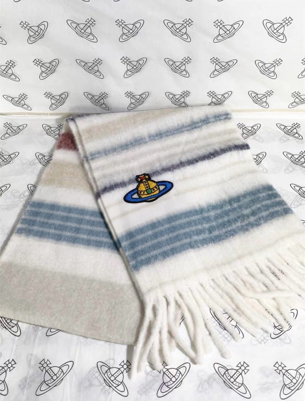 VW Orb Embroidered Scarf - White