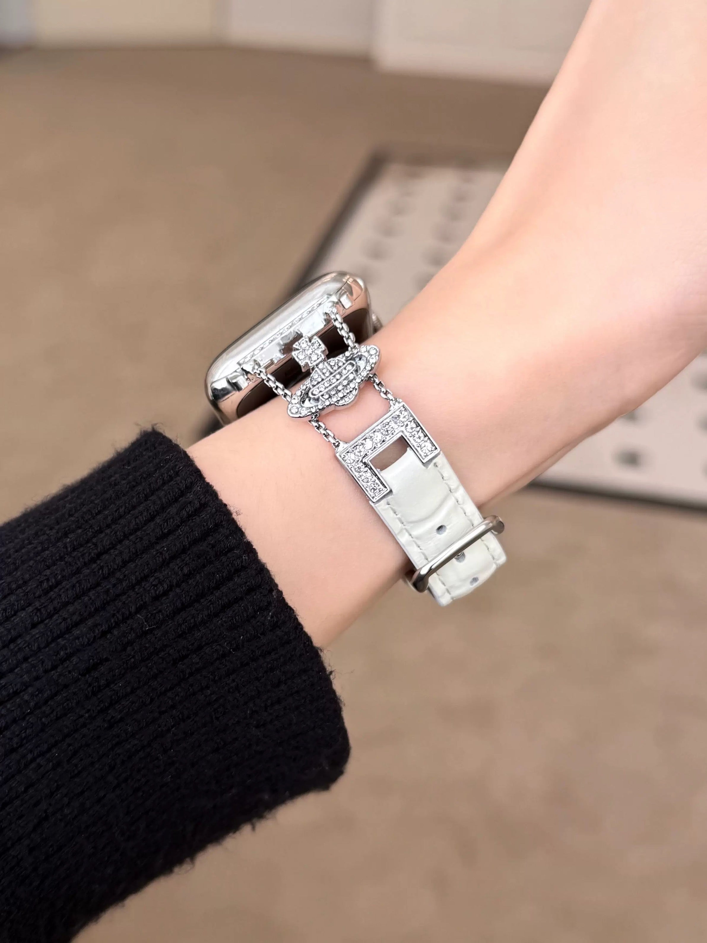 VW Vienna Crystal Watch Strap - White