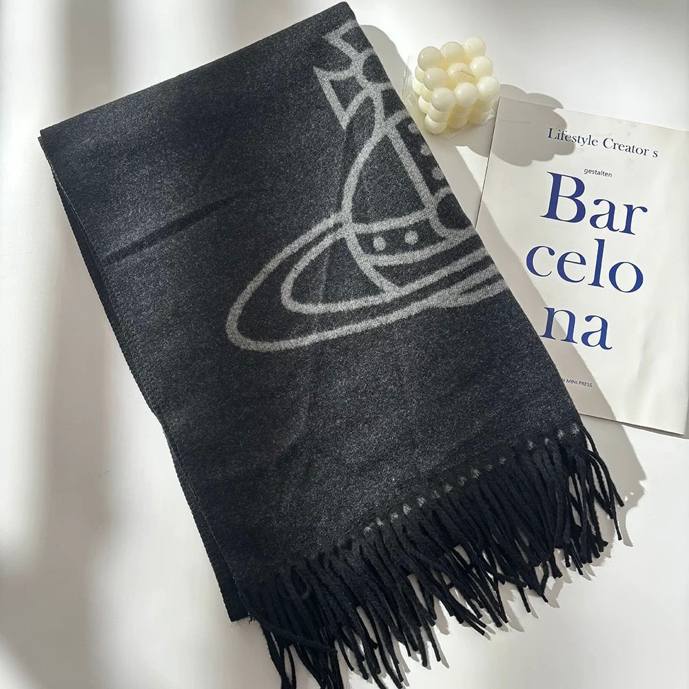 VW Single Orb And Lettering Scarf - Dark Gray