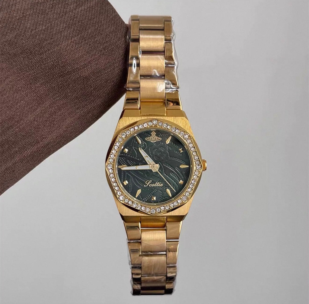 VW Wallace Watch - Emerald/Gold Link
