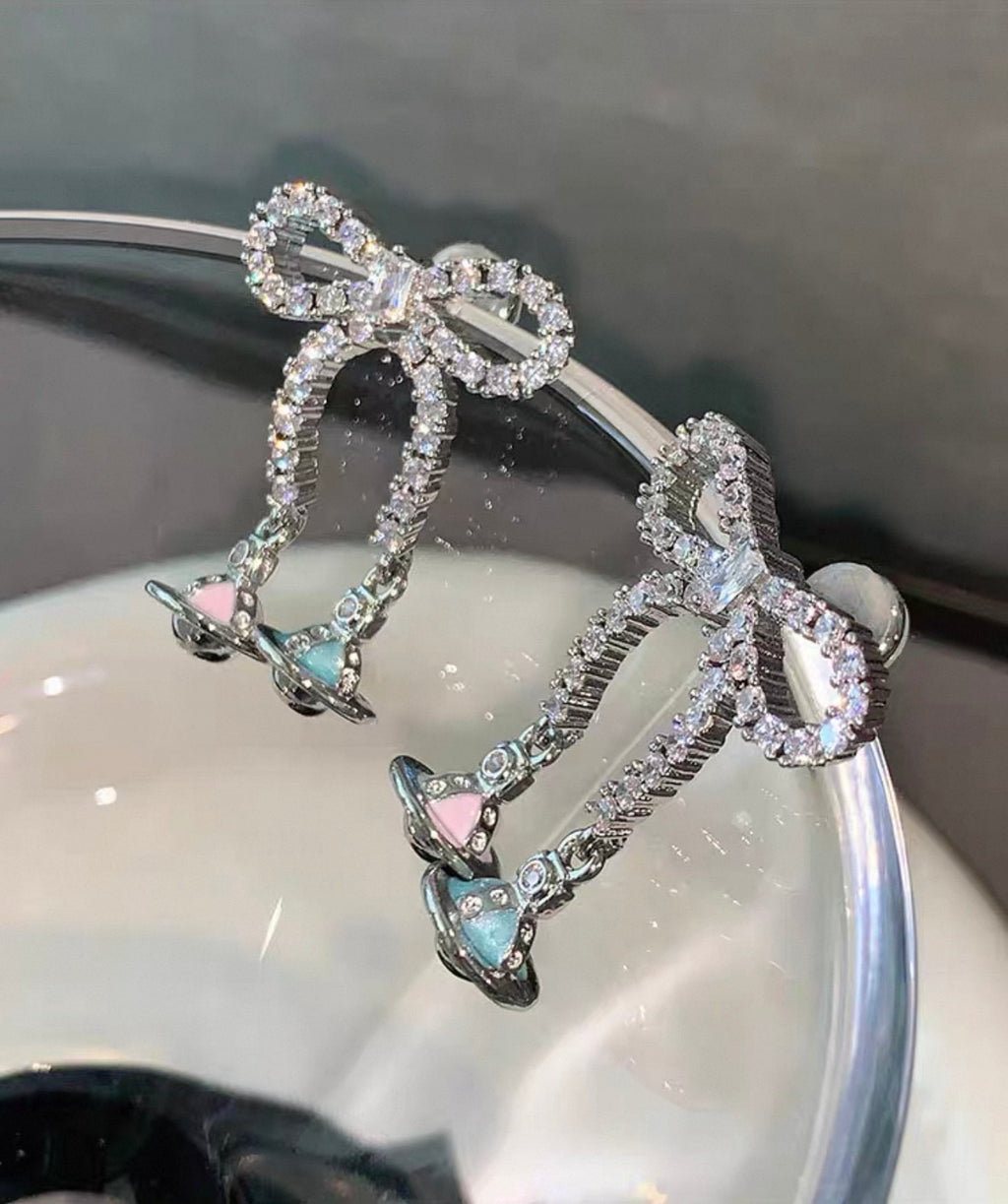 VW Ribbon Orb Drop Earrings