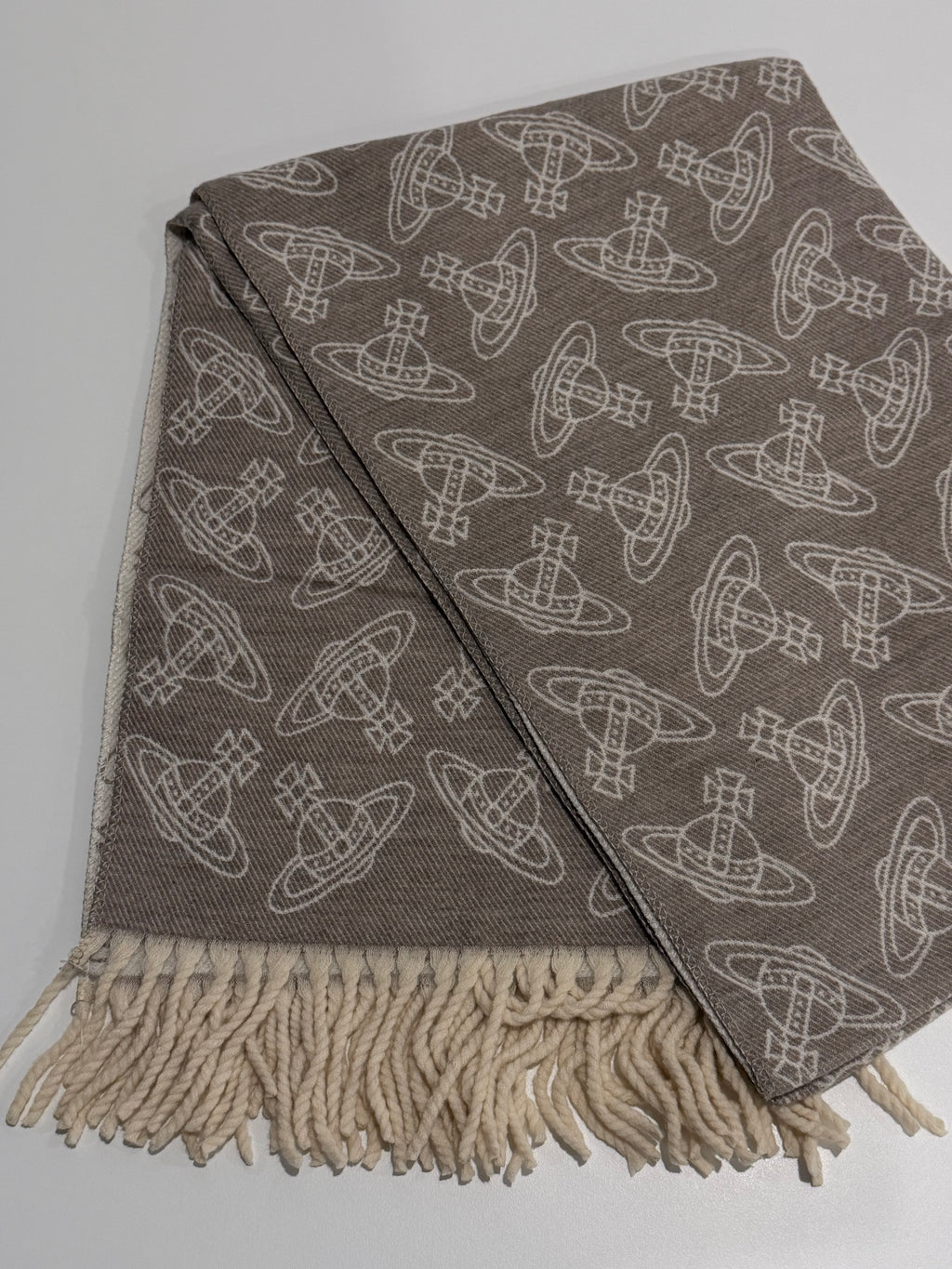 VW Double Side Allover Orb Print Scarf - Beige