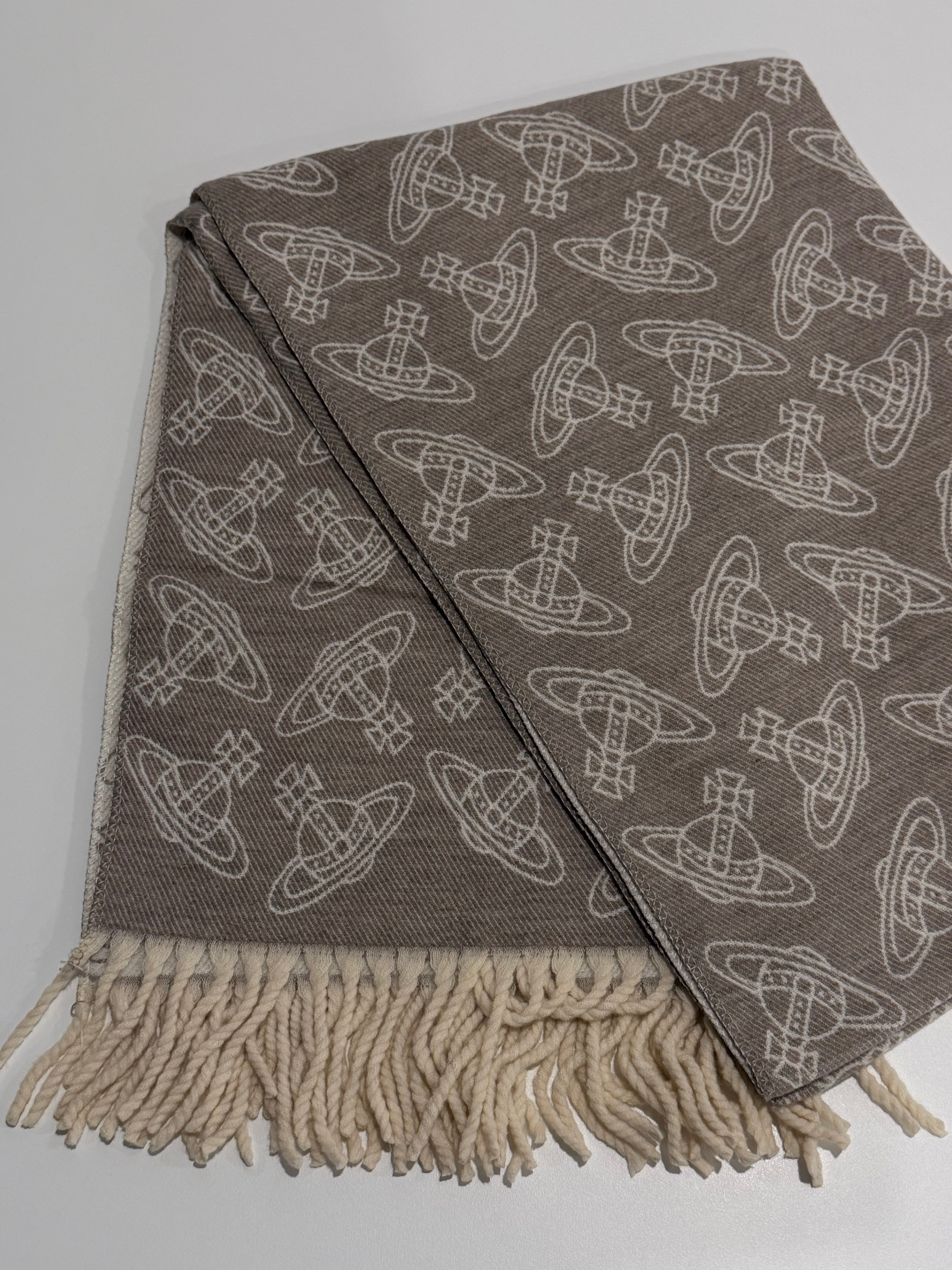 VW Double Side Allover Orb Print Scarf - Beige