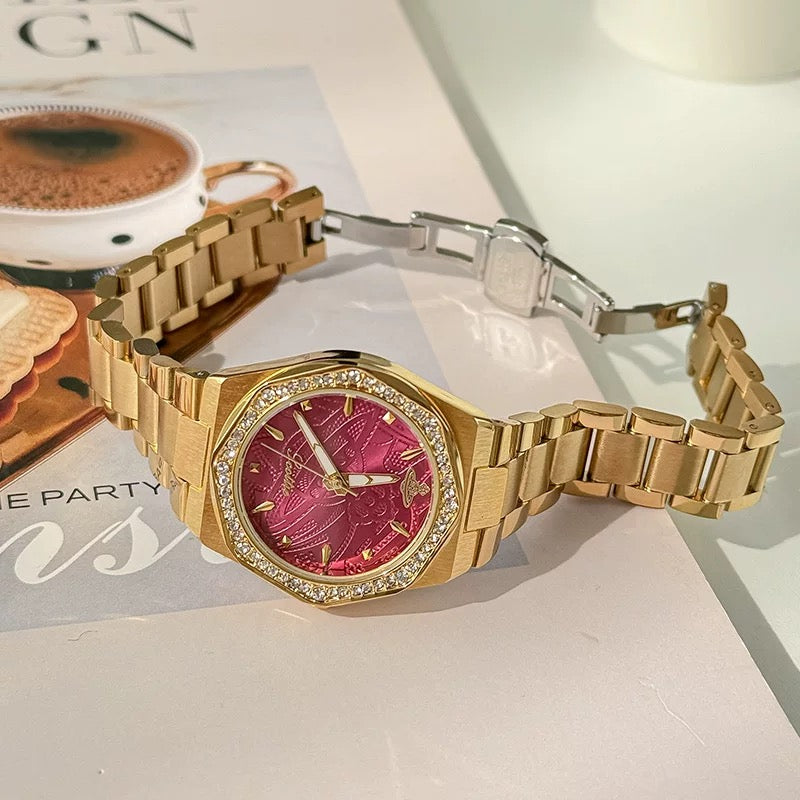 VW Wallace Watch - Red/Gold Link