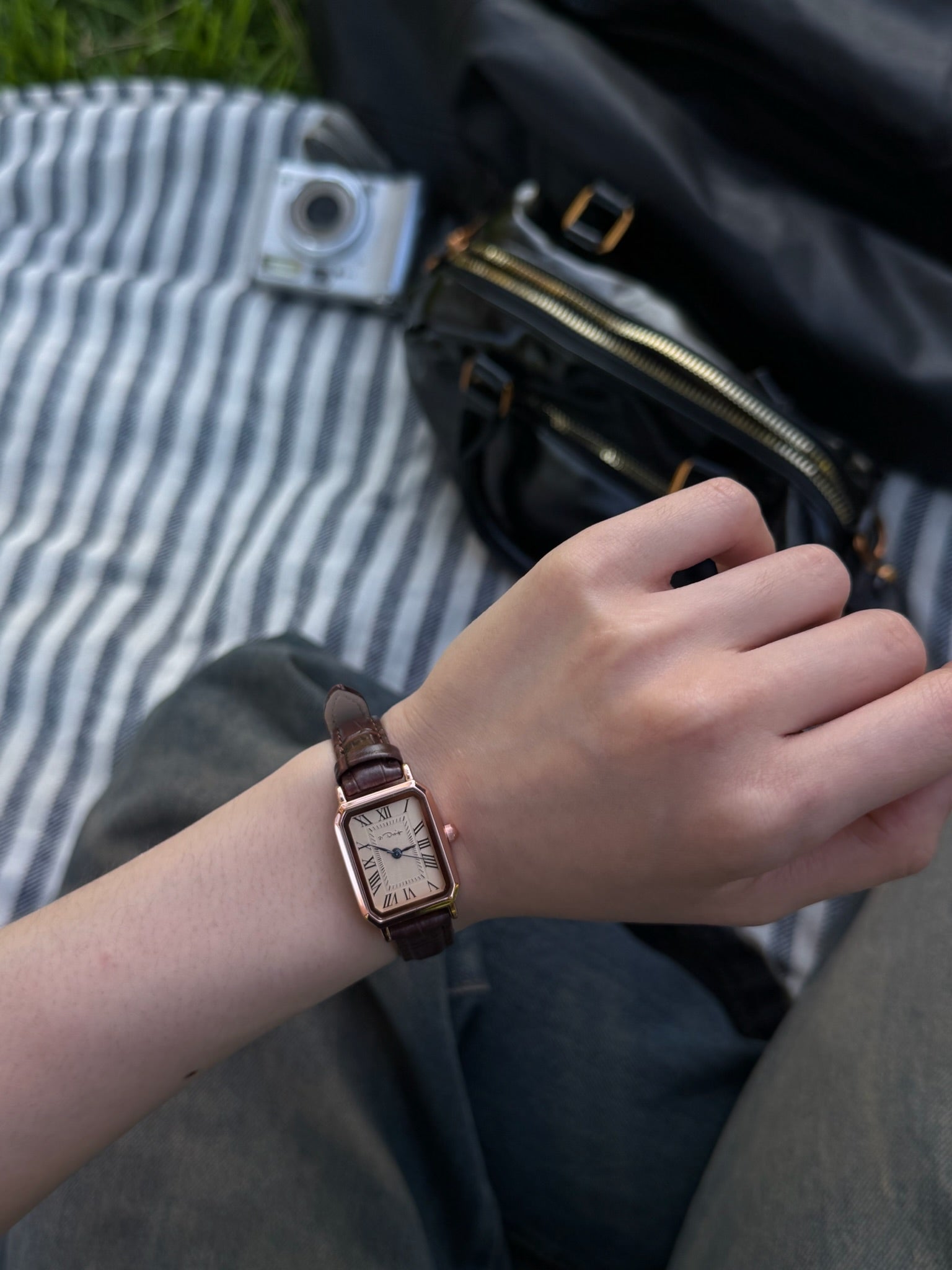 Vintage Roman Square Watch - Brown