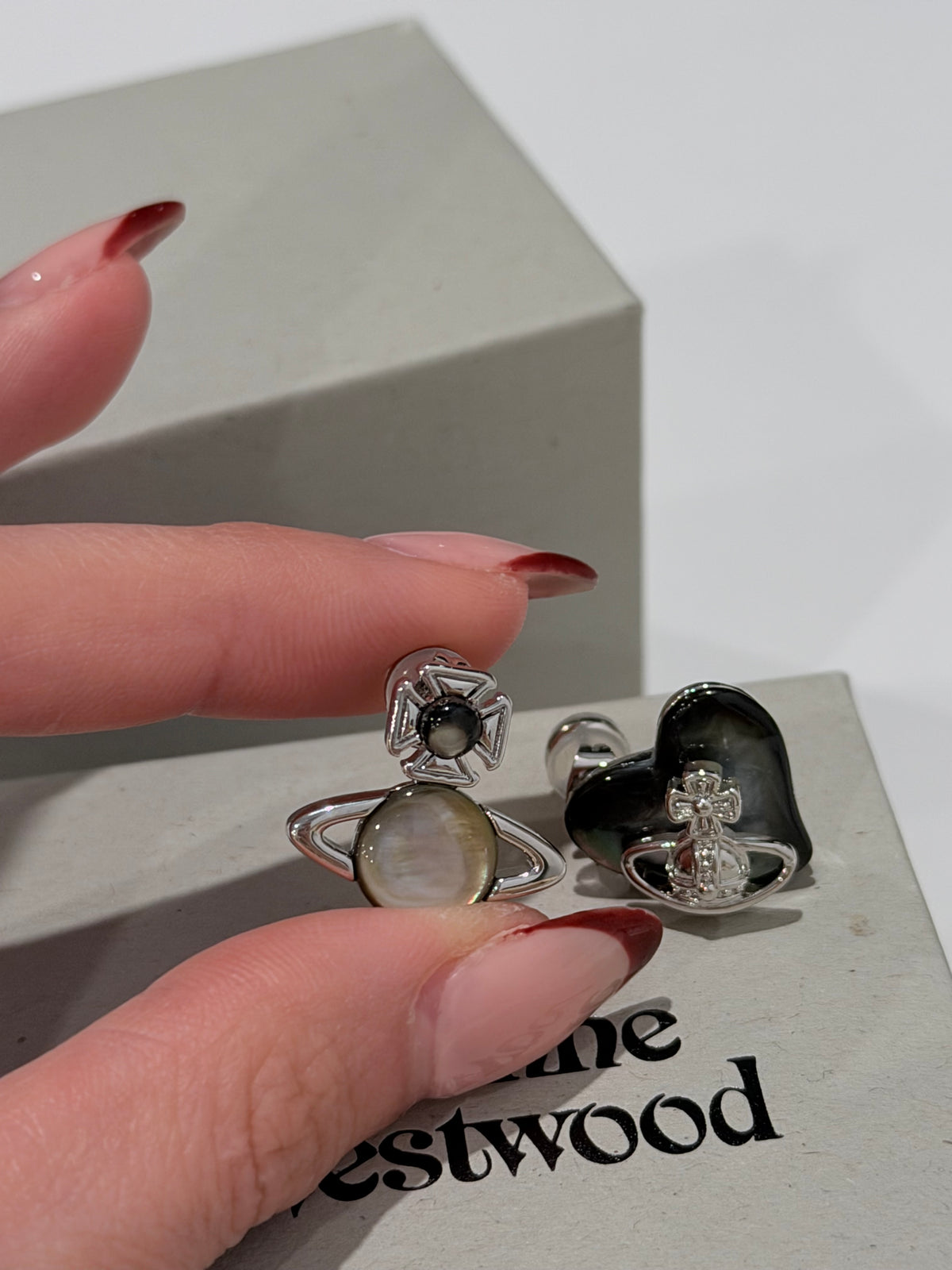 Boucles d'oreilles Duo Cœur et Orbe VW - Noir