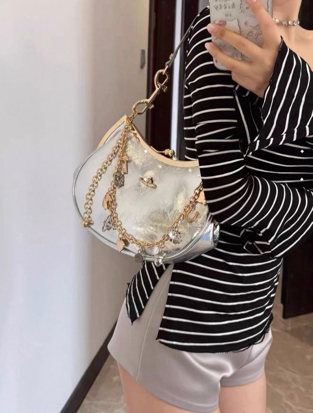 Sac à main à fermoir VW Charm - Argenté
