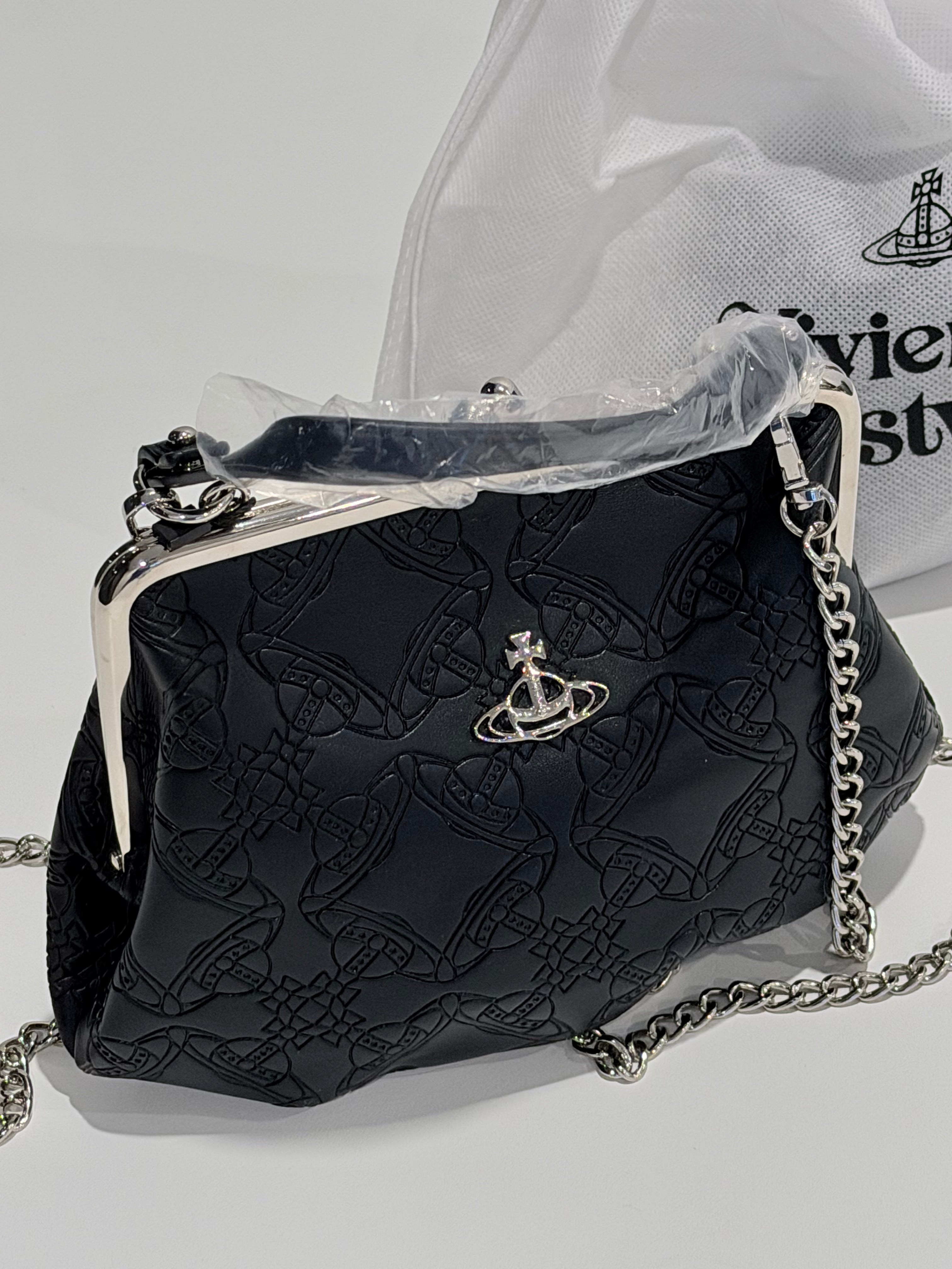 VW Granny Frame Purse - Black Print
